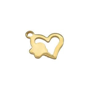 Stainless Steel Heart Pendant Gold Plated, approx 10mm