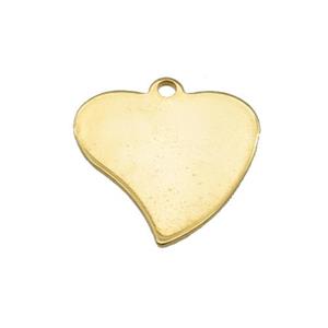 Stainless Steel Heart Pendant Gold Plated, approx 14-15mm
