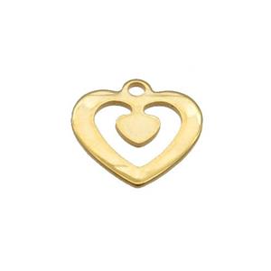 Stainless Steel Heart Pendant Gold Plated, approx 13mm