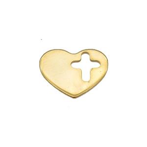 Stainless Steel Heart Pendant Gold Plated, approx 10-12mm