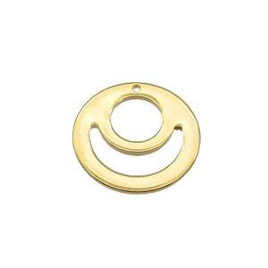Stainless Steel Emoji Pendant Gold Plated, approx 15mm