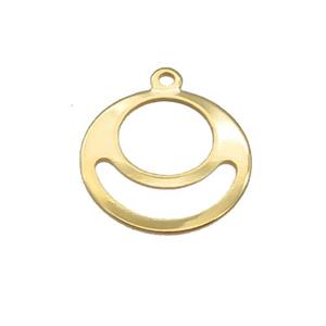 Stainless Steel Emoji Pendant Gold Plated, approx 16mm