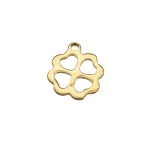 Stainless Steel Flower Pendant Gold Plated Flat, approx 11mm