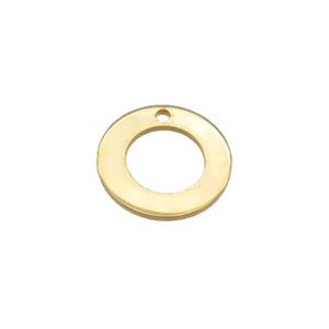 Stainless Steel Circle Pendant Gold Plated Flat, approx 12mm