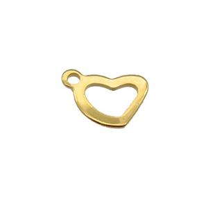 Stainless Steel Heart Pendant Gold Plated, approx 7-9mm