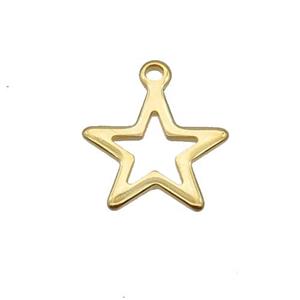Stainless Steel Star Pendant Gold Plated, approx 12.5mm