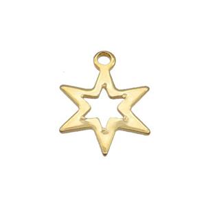 Stainless Steel Star Pendant Gold Plated, approx 11-13mm
