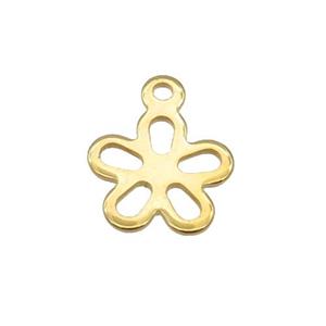 Stainless Steel Flower Pendant Gold Plated, approx 11.5mm