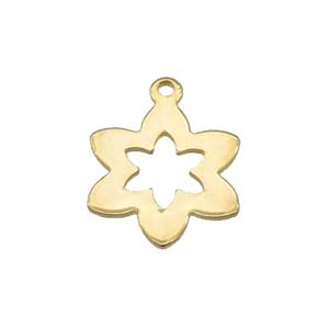 Stainless Steel Flower Pendant Gold Plated, approx 13mm