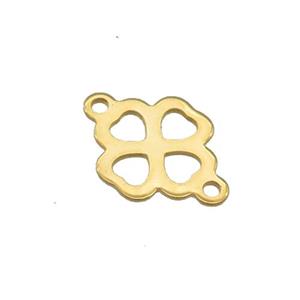 Stainless Steel Clover Connector Gold Plated, approx 15mm
