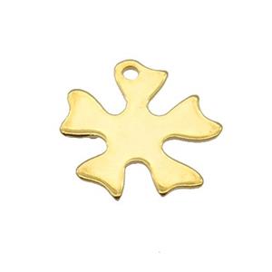 Stainless Steel Flower Pendant Gold Plated, approx 15mm