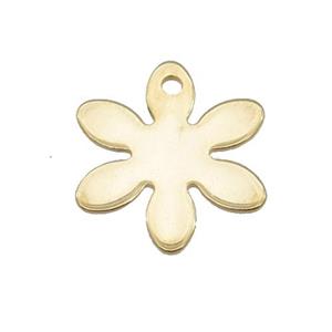 Stainless Steel Flower Pendant Gold Plated, approx 15mm