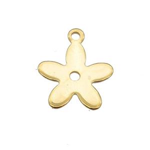 Stainless Steel Flower Pendant Gold Plated, approx 13mm