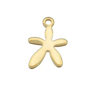 Stainless Steel Flower Pendant Gold Plated, approx 10-12mm