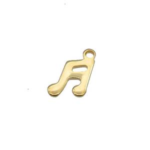 Stainless Steel Musicalnote Pendant Gold Plated, approx 7-9mm