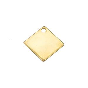 Stainless Steel Rhombic Pendant Gold Plated, approx 10mm
