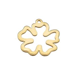 Stainless Steel Flower Pendant Gold Plated, approx 18mm