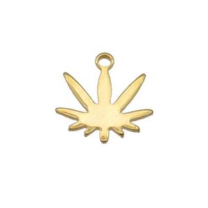 Stainless Steel Mapleleaf Pendant Gold Plated Flat, approx 11mm