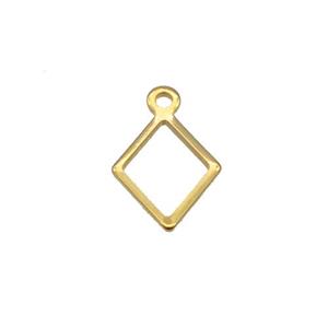 Stainless Steel Rhombic Pendant Gold Plated, approx 9-11mm