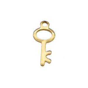Stainless Steel Key Pendant Gold Plated, approx 6.5-12mm