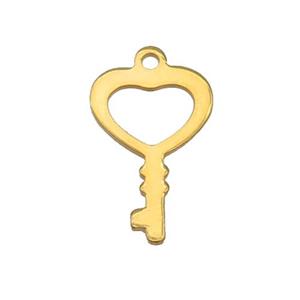 Stainless Steel Key Pendant Gold Plated, approx 11-18mm