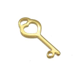 Stainless Steel Key Pendant Gold Plated, approx 10-22mm