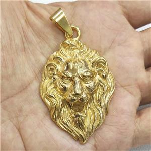 Stainless Steel Lion Pendant Gold Plated, approx 36-49mm