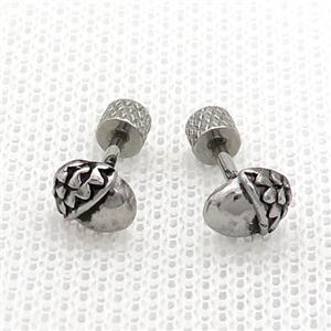 Raw Stainless Steel Stud Earrings Snowberry, approx 6-7mm