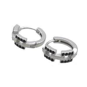 Raw Stainless Steel Hoop Earrings Pave Rhinestone, approx 5mm, 14mm dia