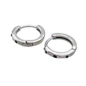Raw Stainless Steel Hoop Earrings Pave Rhinestone, approx 14mm dia
