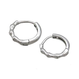 Raw Stainless Steel Hoop Earrings Bamboo, approx 14mm dia