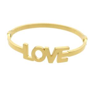 Stainless Steel Bangle LOVE Gold Plated, approx 12-33mm, 50-60mm dia