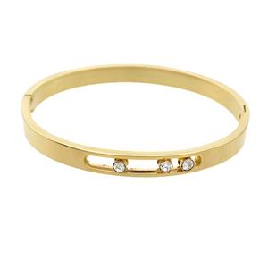 Stainless Steel Bangle Pave Rhinestone Gold Plated, approx 6mm, 50-58mm dia