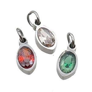 Raw Stainless Steel Eye Pendant Pave Zircon Mixed, approx 4x6mm
