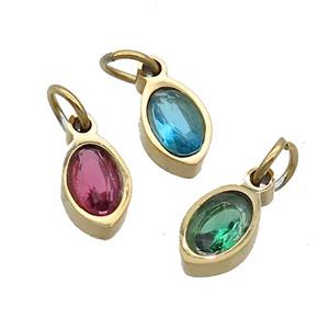 Stainless Steel Eye Pendant Pave Zircon Gold Plated Mixed, approx 4x6mm