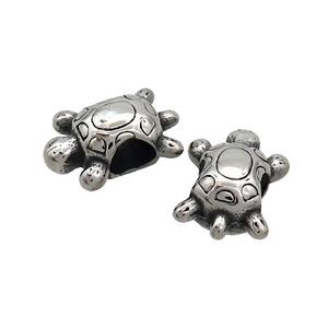 Stainless Steel Beads Tortoise Large Hole Antique Silver, approx 10-15mm, 4mm hole
