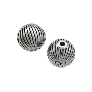 Stainless Steel Beads Round Antique Silver, approx 9mm