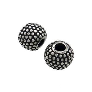 Stainless Steel Beads Round Antique Silver Large Hole, approx 7-8mm, 3mm hole