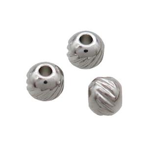 Raw Stainless Steel Round Beads, approx 4mm