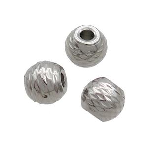 Raw Stainless Steel Round Beads, approx 5-6mm