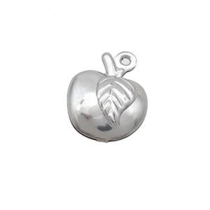 Raw Stainless Steel Apple Pendant, approx 11-14mm