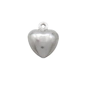 Raw Stainless Steel Heart Pendant, approx 9.5mm