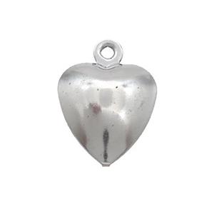 Raw Stainless Steel Heart Pendant, approx 9-10.5mm