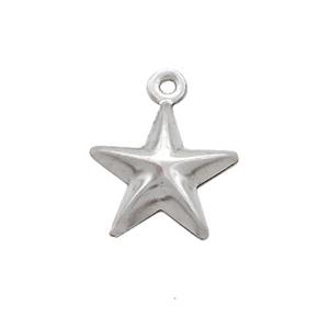 Raw Stainless Steel Star Charm Pendant, approx 11mm