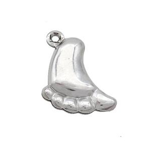 Raw Stainless Steel Barefoot Charm Pendant, approx 12-14mm