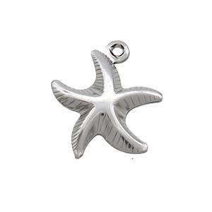 Raw Stainless Steel Starfish Charm Pendant, approx 14mm