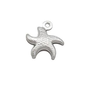 Raw Stainless Steel Starfish Pendant, approx 11-12mm