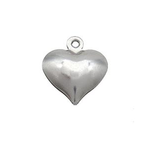 Raw Stainless Steel Heart Pendant, approx 11mm