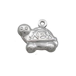 Raw Stainless Steel Tortoise Charm Pendant, approx 12-13mm