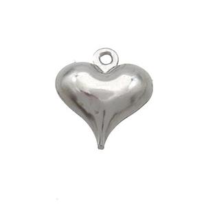Raw Stainless Steel Heart Pendant, approx 13.5mm